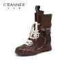 Qianbaidu British style Martin boots women's platform lace new inner heightening boxing boots retro niche western boots
