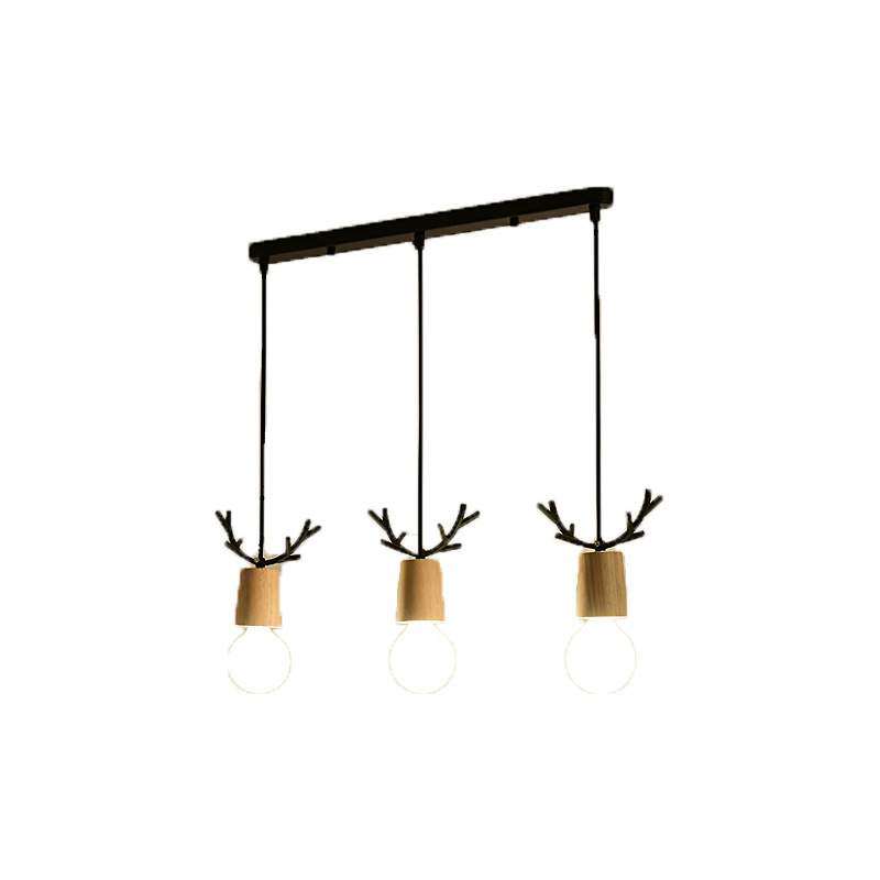 北欧餐厅吊灯三头简约现代书房乡村咖啡厅服装店led鹿头吧台吊灯,淘宝优惠券,粉丝福利购,淘宝优惠卷