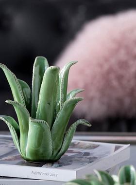 Powkhome出口美国冰裂纹陶瓷花多肉植物烛台摆件桌面装饰艺术礼物