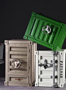 工业风集装箱小柜子创意铁艺床头柜带锁储物柜简约现代小型收纳柜