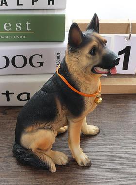 仿真黑背摆件狼狗德牧警犬模型客厅玄关柜桌面生肖动物装饰工艺品