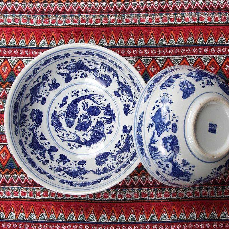 青花瓷陶瓷16寸面碗汤碗超级大碗超大特大号家用酸菜鱼大盆碗汤盆,淘宝优惠券,粉丝福利购,淘宝优惠卷