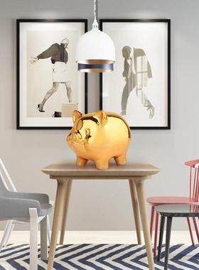 酒柜装饰品摆件储蓄罐陶瓷小金猪存钱罐儿童房间书桌装饰品客厅