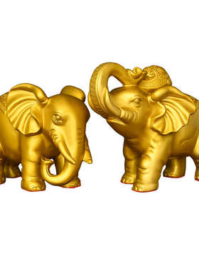 摆件铜工艺礼品象招财店铺象吸水大象纯办公室装饰乔迁一对黄铜