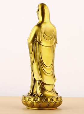 速发黄铜南海观像菩萨站像陀普山立莲观音佛音家用观世音供奉摆件