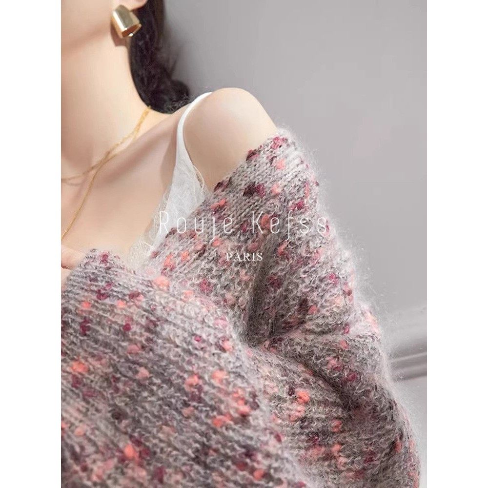 Rouje kefss法式慵懒风高级感毛衣外套女秋冬中长款包扣针织开衫,淘宝优惠券,粉丝福利购,淘宝优惠卷