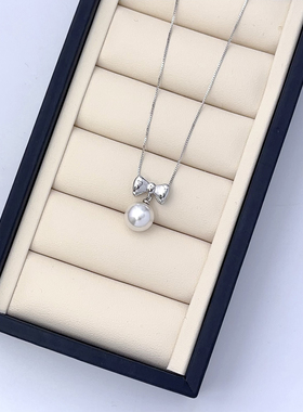 几朵家/花间舞 蝴蝶结吊坠项链叠戴珍珠项链$925银小众高级感项链