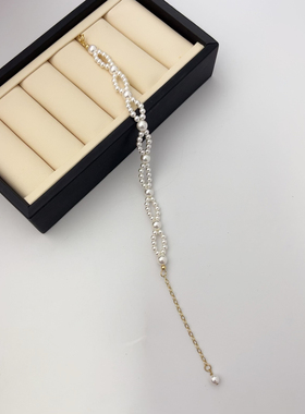 蕾丝珍珠手链施家珍珠美国14K包金不掉色甜妹淑女小 众高级感手链