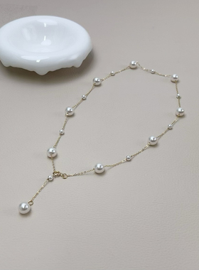 进口美包14K满天星珍珠项链进口施家珍珠超仙不掉色项链锁骨链