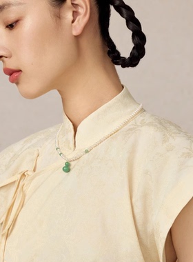 宝得意绿色正葫芦珍珠项链复古精致串珠项链配饰女款轻奢礼物