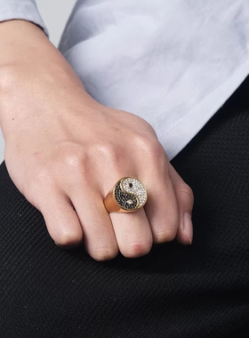 阴阳太极戒指男潮复古个性钛钢