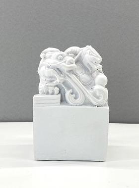 新中式黑色白色仿铜玉玺装饰摆件样板房书房书桌柜创意软装饰品