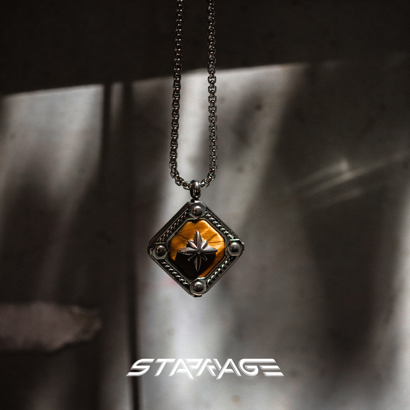 星宇纪项链男款原创虎眼石简约潮牌小众设计感潮流百搭男士项链