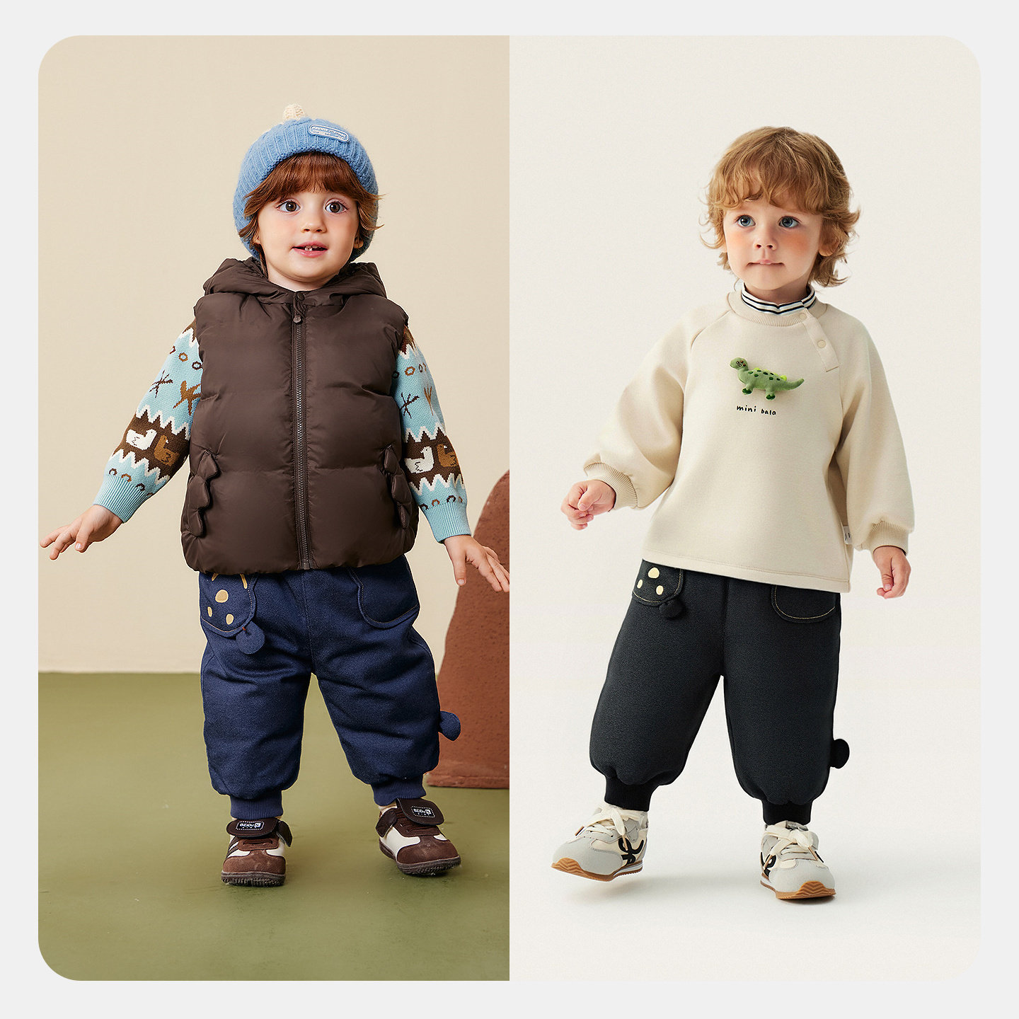 [迷你真心绒]迷你巴拉男女童宝宝拒水羽绒裤2025冬季保暖萌趣裤子,淘宝优惠券,粉丝福利购,淘宝优惠卷