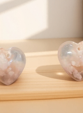 天然樱花玛瑙冰底飘花大小爱心高级挂件送礼美物颗颗剔透玲珑精品