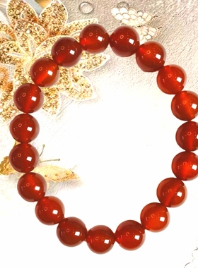 天然冰红玛瑙缠丝玛瑙单圈转运珠好运满满手串手链