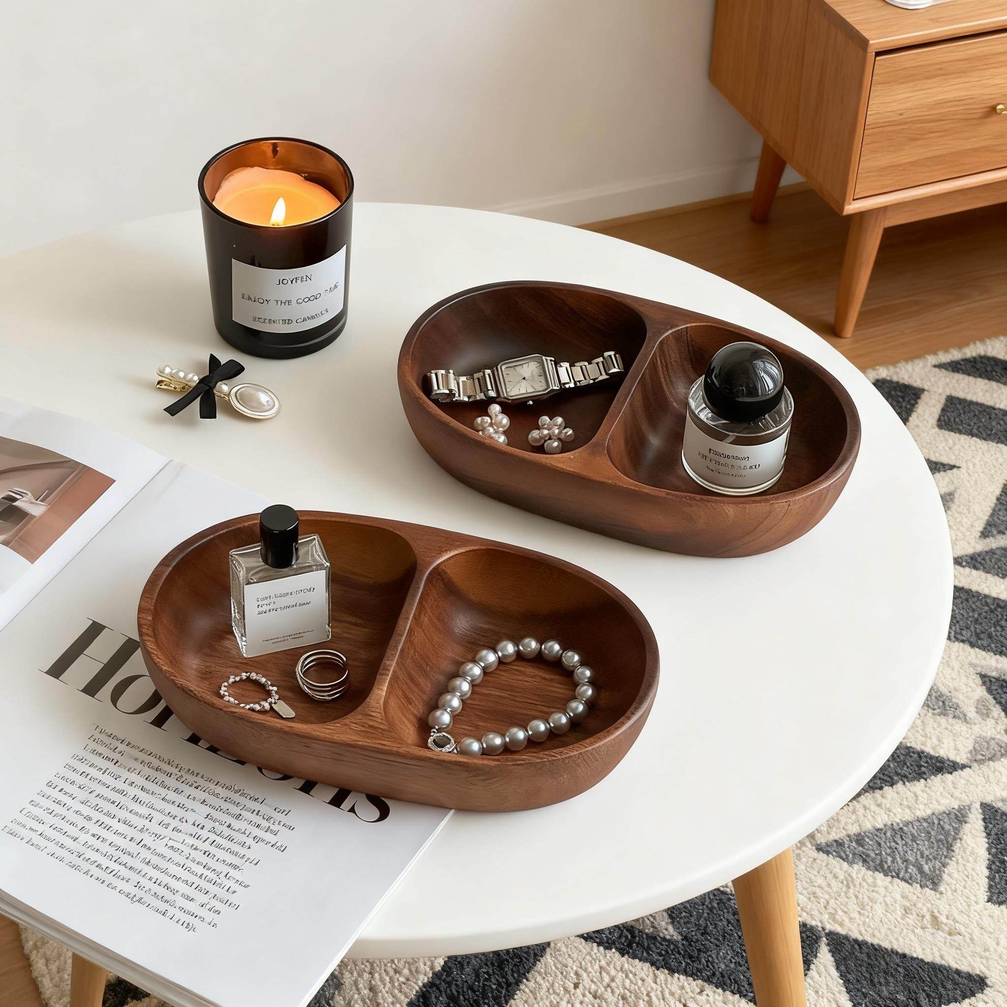 日式木质桌面收纳盒实木首饰展示收纳盘玄关钥匙杂物整理置物盘,淘宝优惠券,粉丝福利购,淘宝优惠卷