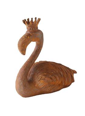 爱上花园 园艺杂货铸铁 花园做旧锈色装饰摆件国王皇后火烈鸟