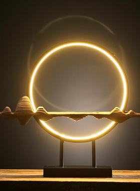 新中式led灯圈禅意摆件客厅玄关创意倒流香炉孙悟空齐天大圣饰品