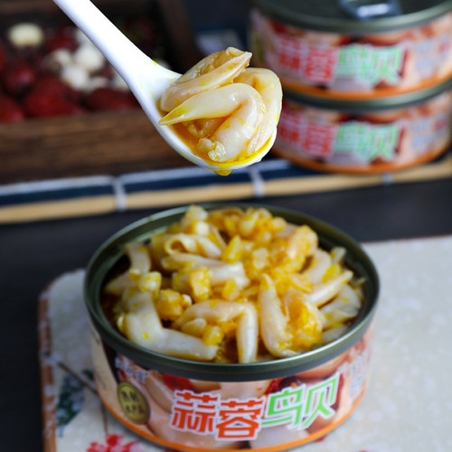 蒜蓉鸟贝罐头海鲜熟食即食罐装下饭小菜捞汁海鲜宵夜海味零食下酒 - 图2
