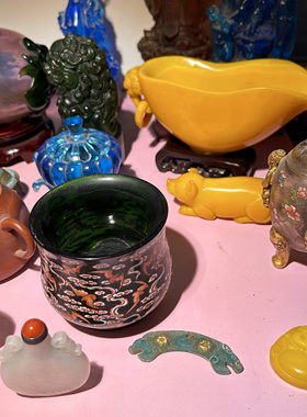 古玩玉回流老和田玉鼻烟壶古法老琉璃料器一线地皮源头地博山收货