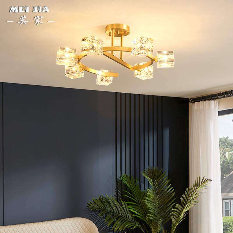 全铜水晶卧室房间吸顶灯后现代分子灯创意北欧客厅餐厅吸顶灯具,淘宝优惠券,粉丝福利购,淘宝优惠卷