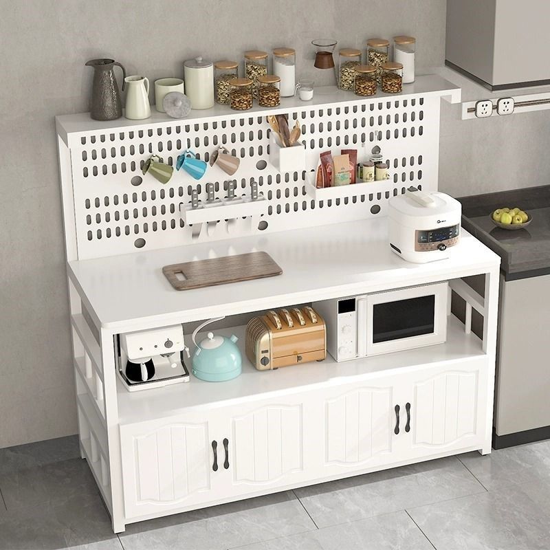Perforated board storage rack kitchen workbench multi-layer vegetable cutting table floor-standing multi-function O-function seasoning storage storage side
