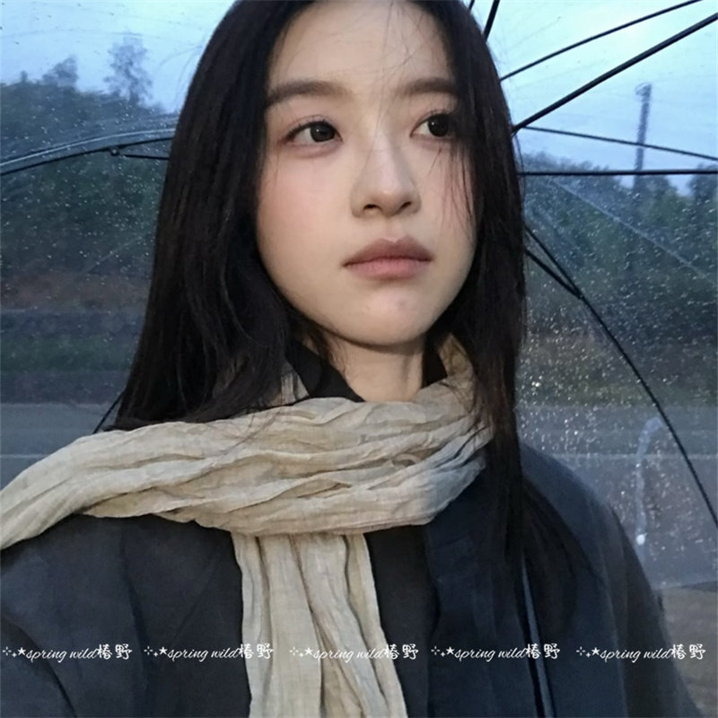 神仙藤井树同款清冷感废土风复古文艺褶皱围巾秋季故事氛围感丝巾