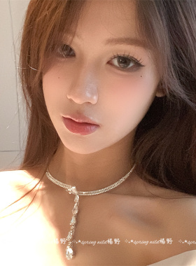 矜贵水钻轻奢爆闪双层水滴项链