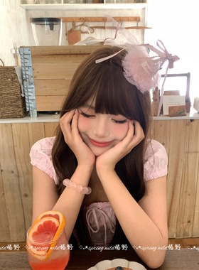 氛围感少女蕾丝蝴蝶结生日帽