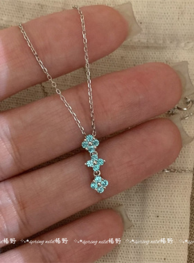 buling湖水蓝满钻爱心吊坠