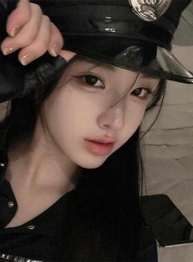 甜酷辣妹英伦风黑色海军帽