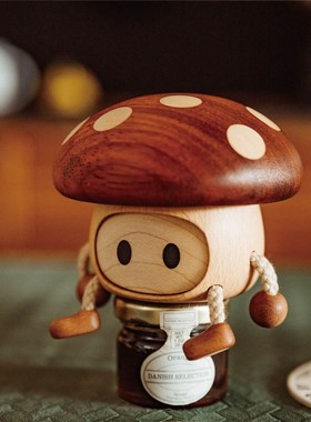 原上城小花菇蘑菇可爱实木创意摆件日常送礼送女友可爱.小物件饰