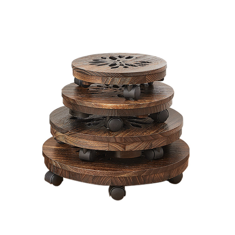 实木花盆底座托盘木质盆栽架带移动万向轮滚R轮接水盘滑轮圆形,淘宝优惠券,粉丝福利购,淘宝优惠卷