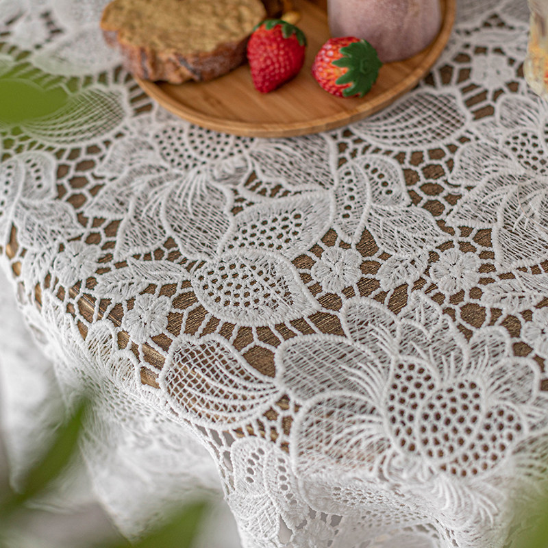 白色蕾丝镂空桌布k钩花盖巾法式编织餐桌布高级感圆桌台布多用巾,淘宝优惠券,粉丝福利购,淘宝优惠卷
