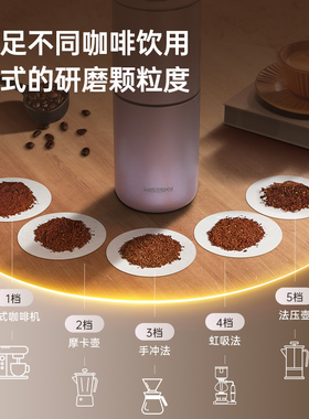 韦思卡尔便携式咖啡机小紫杯研磨一体迷你小型办公室家用
