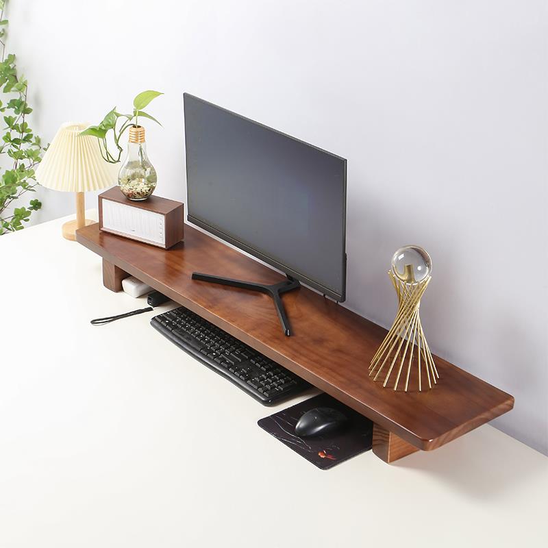 台式桌面电脑显示器增高架松木支架显示屏垫高底座办公桌置物架 - 图1