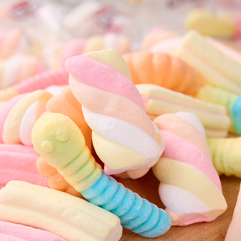 魔法滋冻干棉花糖缤纷口味毛毛虫彩虹网红糖果散装儿童休闲零食,淘宝优惠券,粉丝福利购,淘宝优惠卷