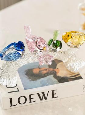 柏梵喜上枝头喜鹊摆件轻奢高级感水晶客厅玄关家居桌面装饰摆设