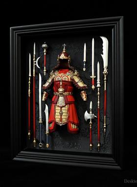 龙飞兔舞 桌面装饰品树脂摆件 唐宋大将军铠甲相框 LTCP-366