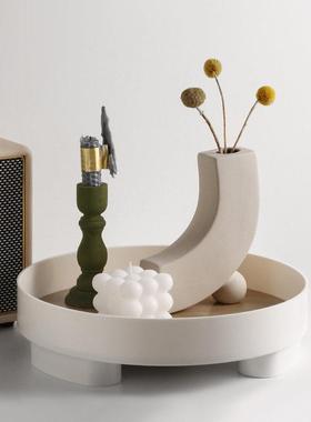 HANICE北欧ins简约收纳托盘轻奢设计感花瓶摆件香薰居家软装饰品