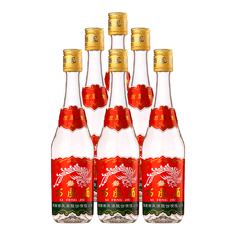 西凤375七两半6瓶整箱装口粮酒45度绵柔型凤香型白酒纯粮食酒