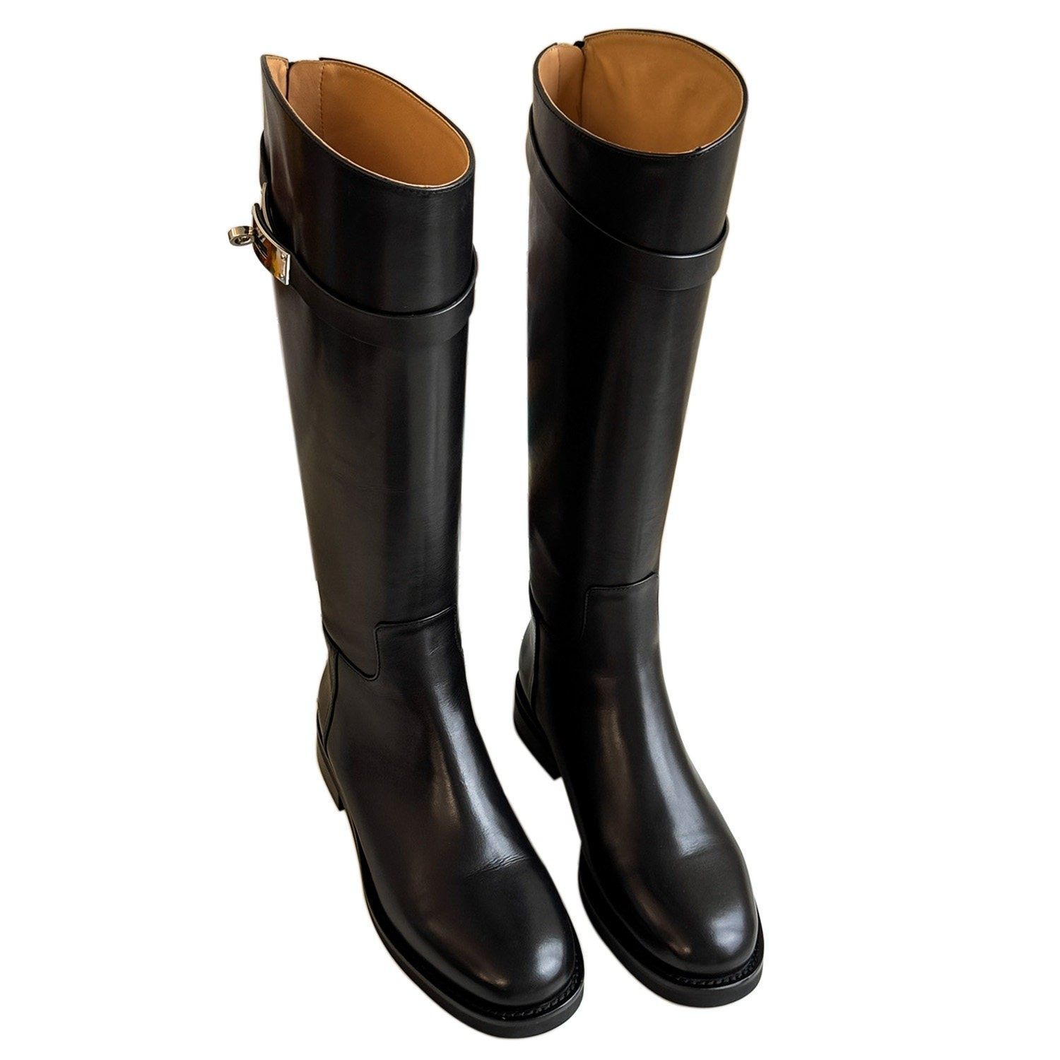 须臾秋冬真皮高筒骑士靴女粗跟锁扣斜口大筒围显瘦长靴单靴子4041,淘宝优惠券,粉丝福利购,淘宝优惠卷