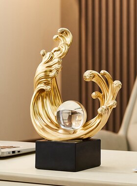 风生水起摆件办公室客厅玄关酒柜电视柜装饰品轻奢V风高档家居软