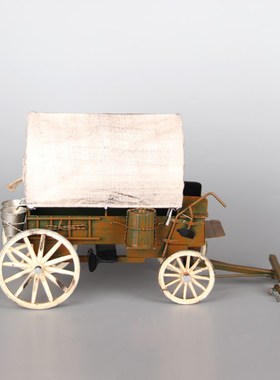 仿真复古马车模型手工中世纪怀旧老式布篷车老Q物件装饰品摆件道