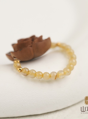 山木集【金花】18K金印度老山檀玫瑰金发晶戒指女指环新中式国风*