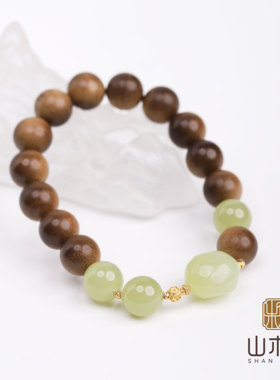 18K金老山檀香手串黑肉虎皮