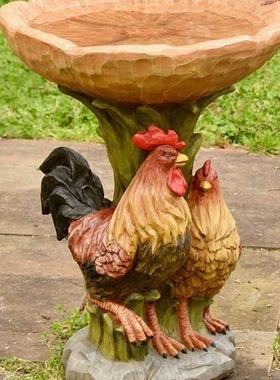 外贸款花园装饰浣熊树脂摆件工艺品园艺小鸟喝水摆饰