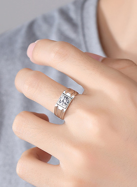 经典款莫桑钻时尚简约版钻戒男款