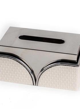 现代轻不锈钢皮质抽纸盒DKH意客摆件桌面餐桌厅茶几装饰品纸创奢